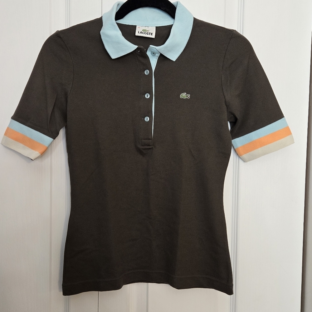 🪅 LACOSTE 🐊 Women Brown Polo shirt  size 36